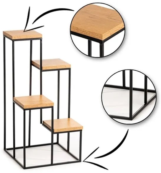 Stojan na kvety KASKADA 70x34 čierna/hnedá
