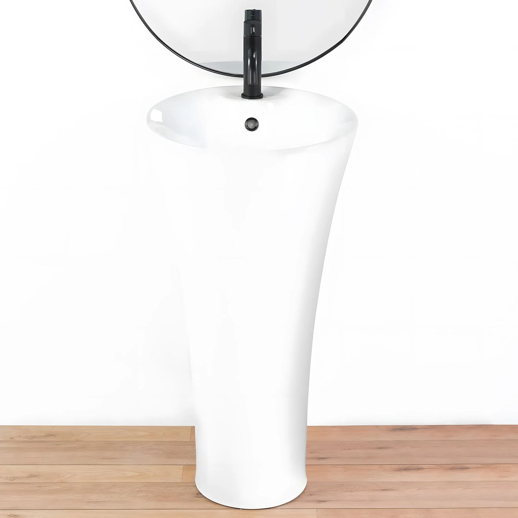 Rea Agnes, voľne stojace umývadlo 455x455x870mm, biela lesklá, REA-U9906