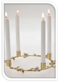 Home Styling Collection Okrúhly svietnik na 4 sviečky s kvetinovým dekórom, 28 cm, Veniec