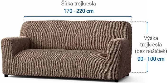 Bielastické poťahy COSTINA oriešková trojkreslo (š. 170 - 220 cm)