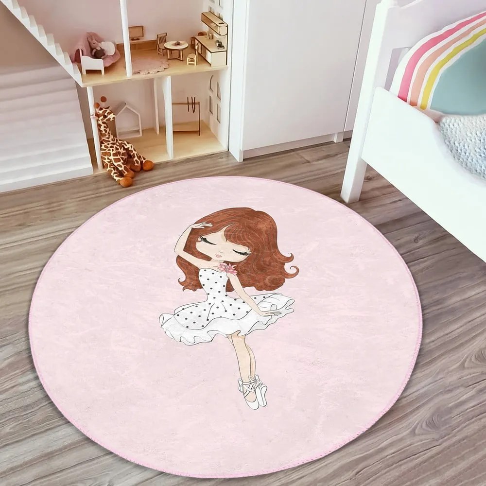 Ružový detský koberec ø 120 cm Comfort – Mila Home