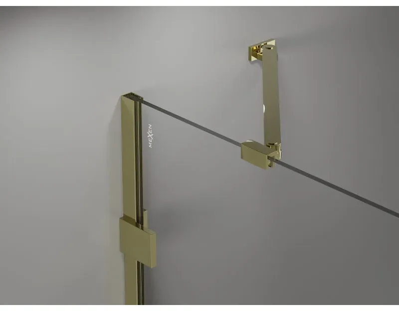 Mexen Lunar Duo, výklopný sprchový kút 115 x 115 cm, 8mm číre sklo, zlatý profil, 834-115L-115P-50-00