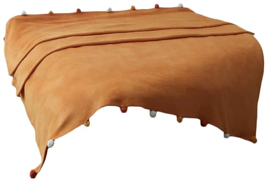 Fleecový pléd v horčicovej farbe 200x220 cm Pom Pom – Mijolnir