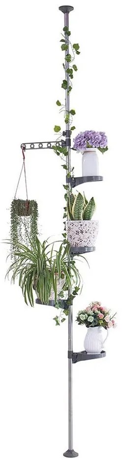 Teleskopický stojan na kvety, sivý