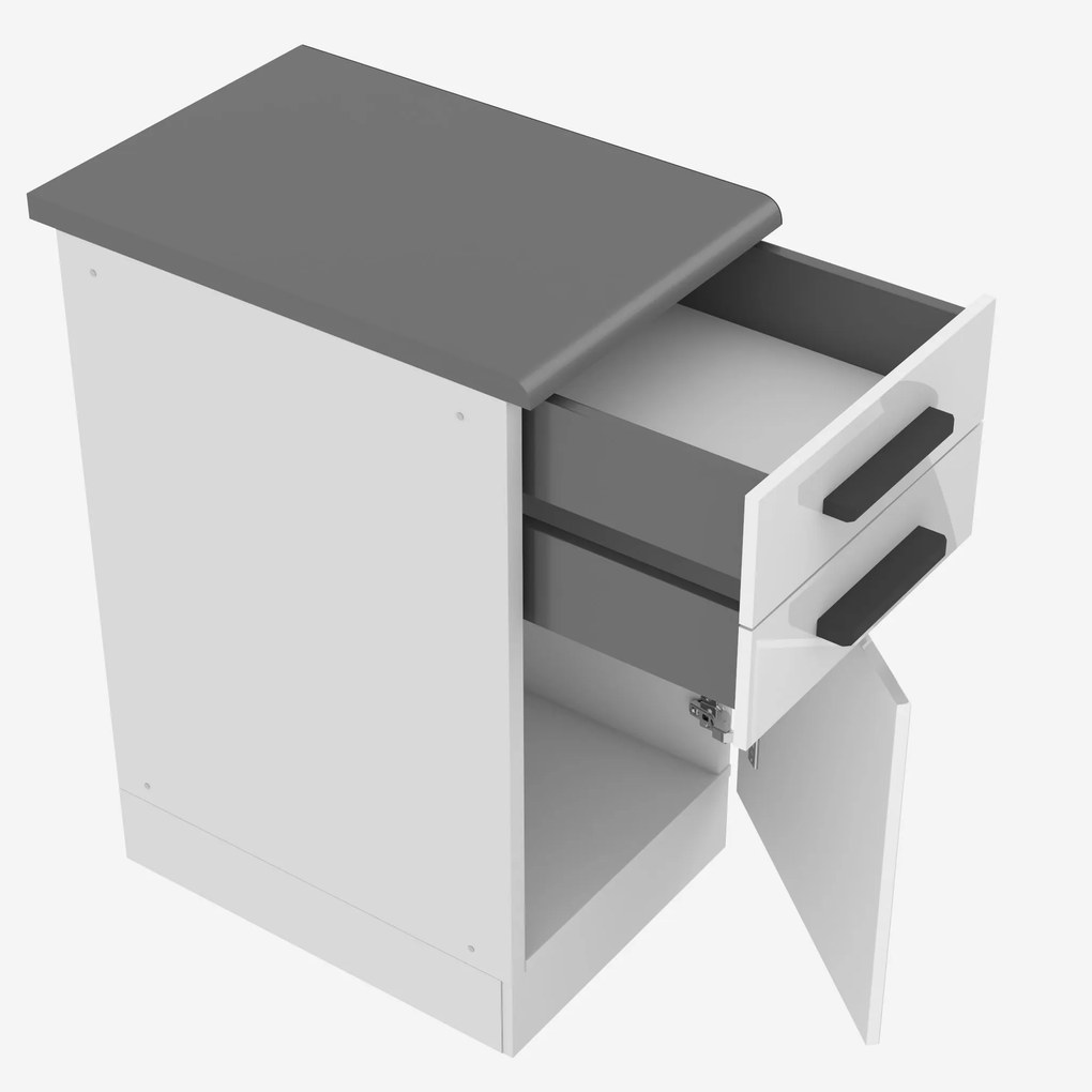 Kuchynská skrinka Belini Premium Full Version spodná so zásuvkami 40 cm biely lesk s pracovnou doskou