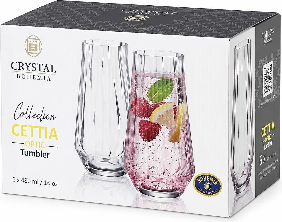 Crystal Bohemia Cettia optic Tumbler 480 ml 6 ks
