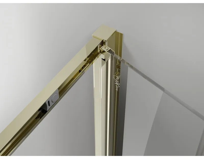 Mexen Exo, skladací sprchový kút 90 x 80 cm, číre sklo, zlatá, 816-090-080-50-00