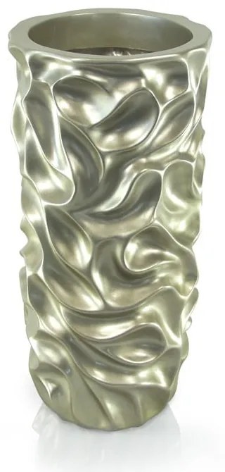 DECOREUM Zlatý kvetináč Amelia s nepravidelným reliéfom a kovovým povrchom 30x30x48 cm 23782