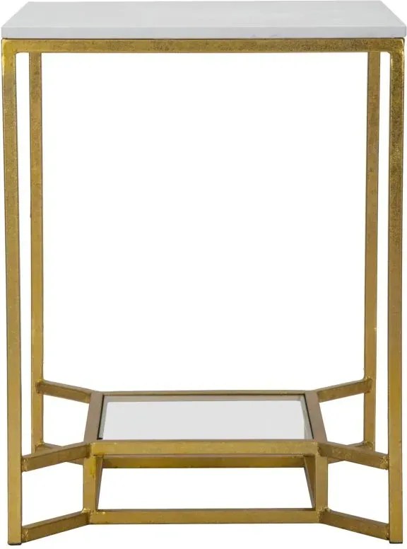 Odkladací stolík Dvojitý 47 cm zlatý/mramor