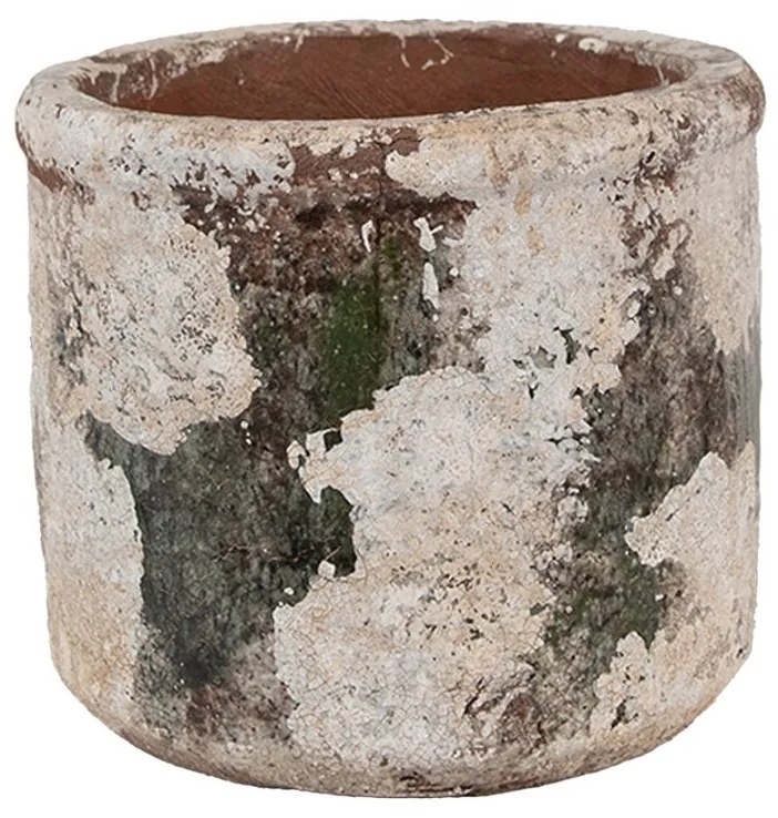 Dekoratívny béžovo-zelený antik terakotový kvetináč Teracci L - Ø 17*15 cm