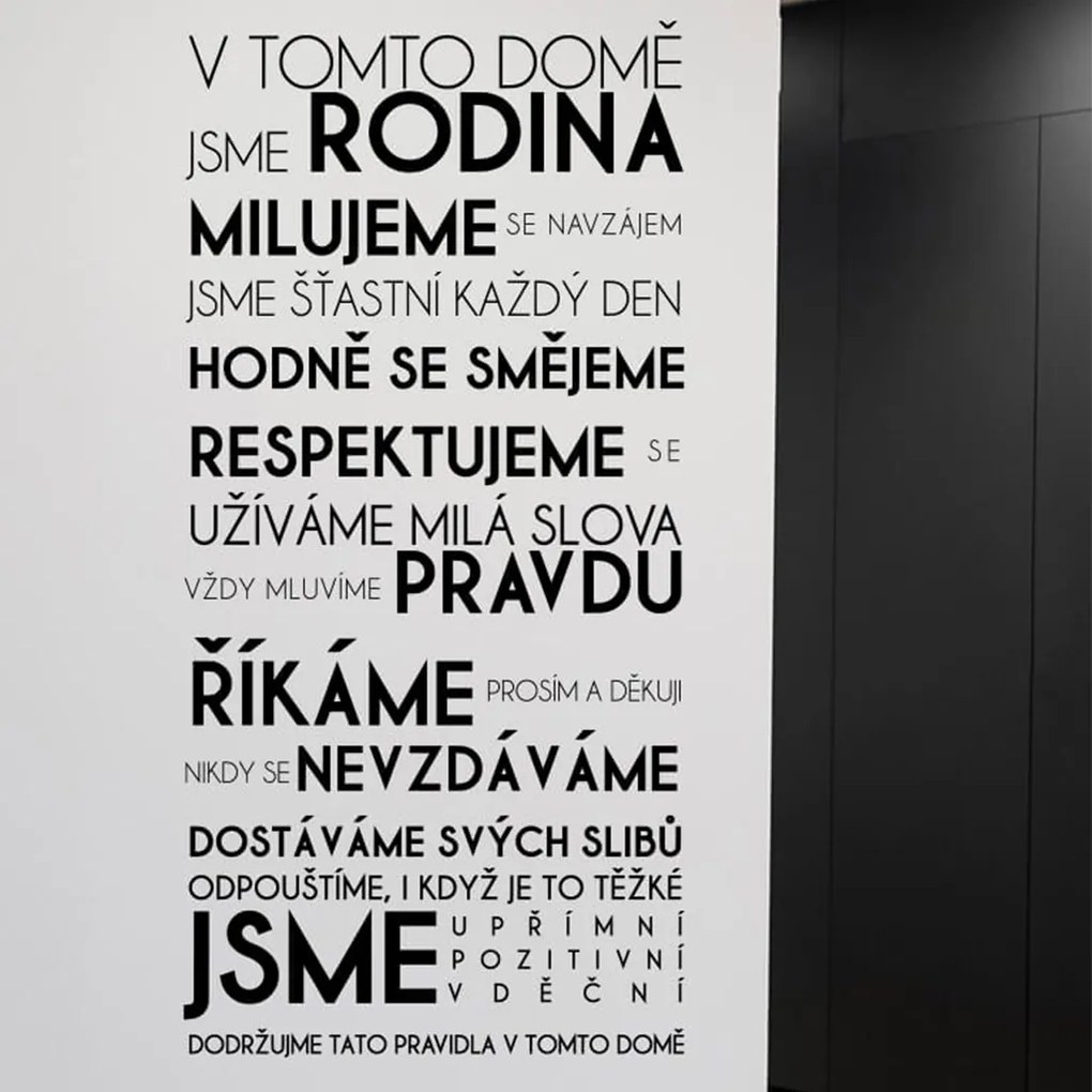 Veselá Stena Samolepka V tomto dome Farba: oranžová, Veľkosť: 60 x 125 cm