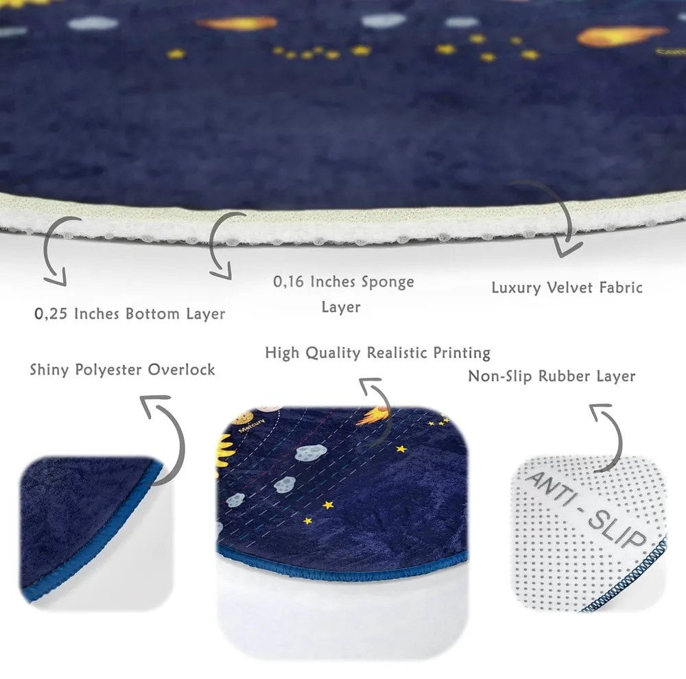 Tmavomodrý detský koberec ø 80 cm Comfort – Mila Home