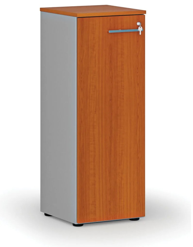 Nízka kancelárska skriňa s dverami PRIMO GRAY, 400 x 420 x 1087 mm, sivá/čerešňa