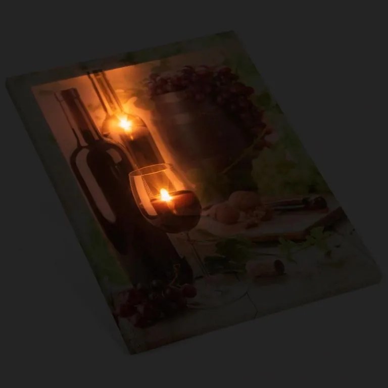 Nexos 86798 Nástenná maľba víno, 2 LED, 30 x 40 cm