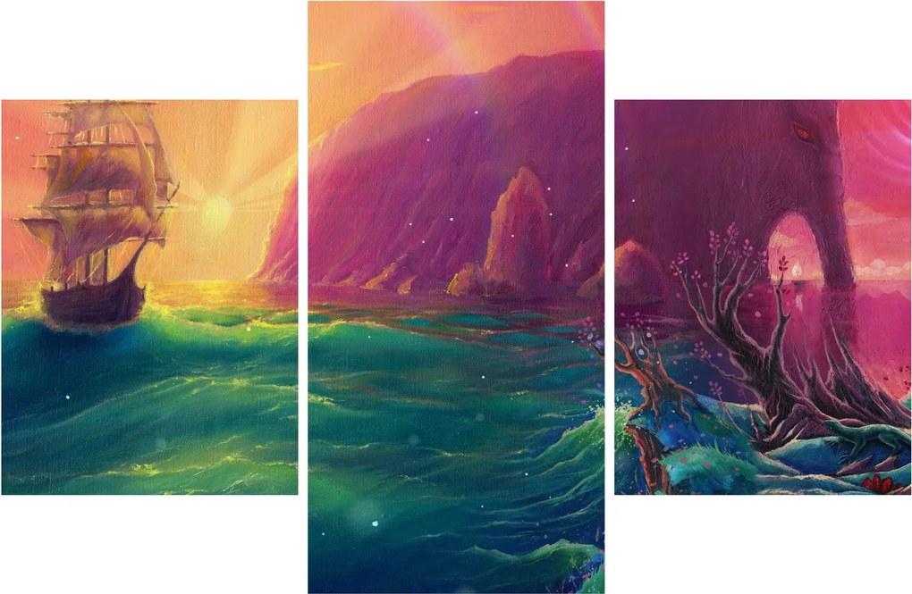 Obraz - Olejomaľba, Plavba do fantastickej ríše (90x60 cm)