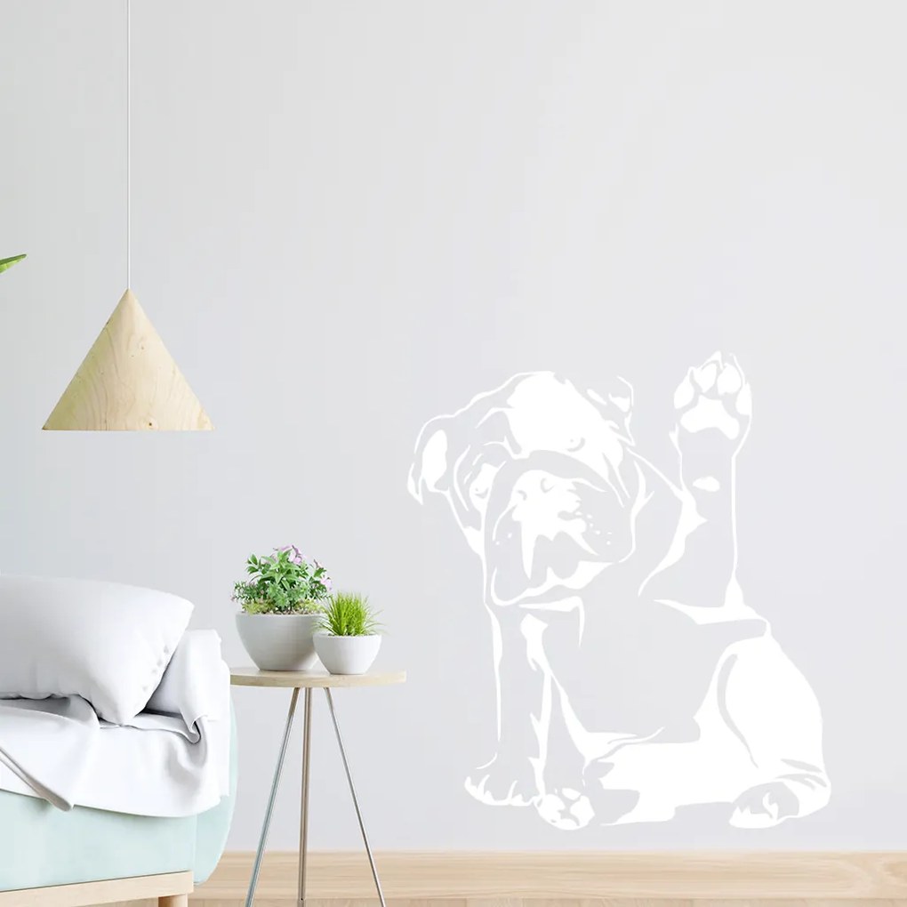 Veselá Stena Samolepka Buldog Farba: modrá, Veľkosť: 100 x 88 cm