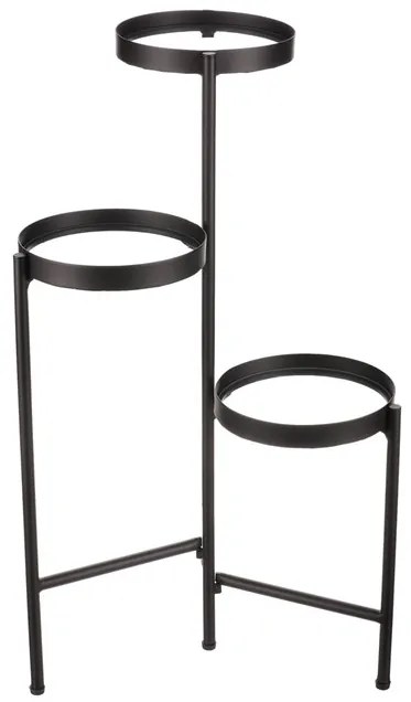 Autronic BONTEC Stojan na kvety - 3 poschodový, kovový so sklom Farba: Čierna