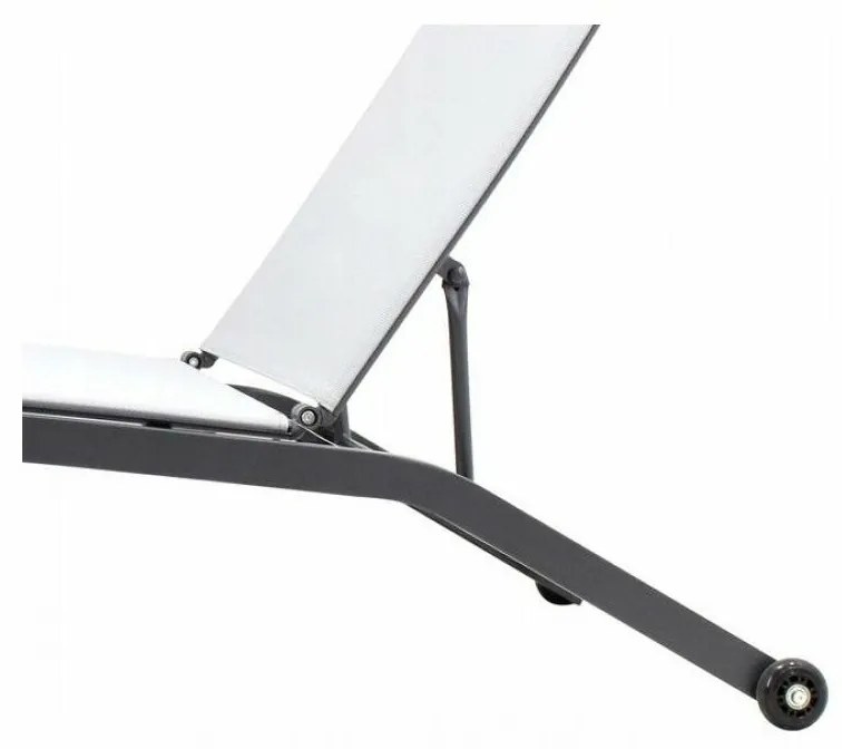 Záhradné ležadlo s kolieskami sivá, 195 x 90 x 63 cm