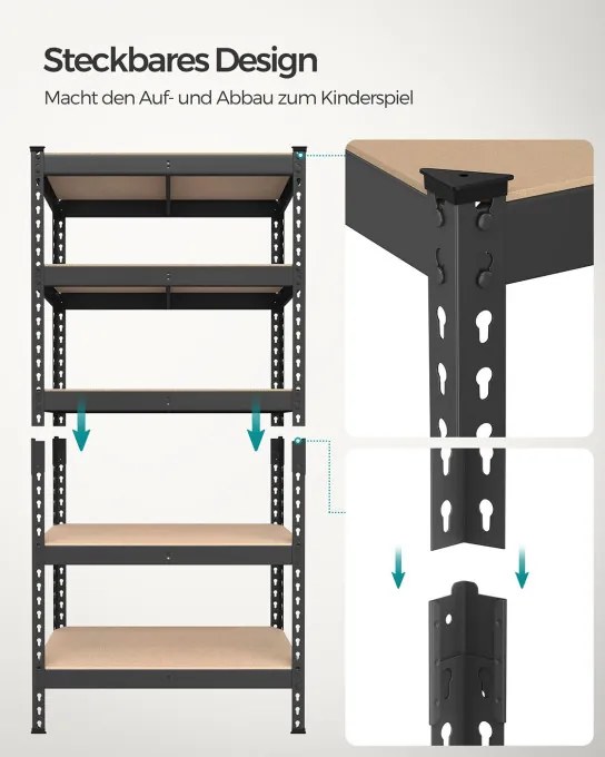 Regál 75x155x30 cm GLR300B01 čierny