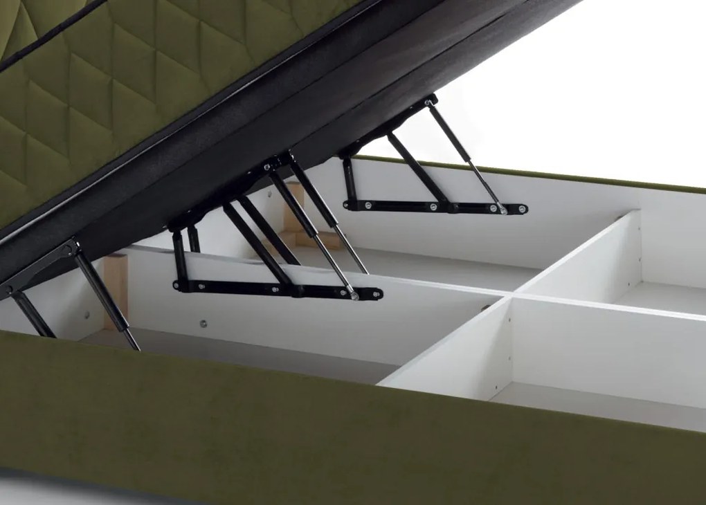 Posteľ Reve 160x200 cm, machovo zelená látka