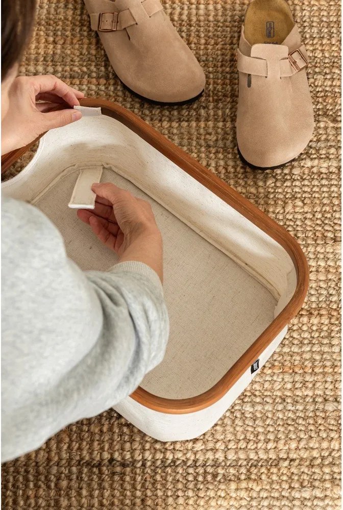 Krémový látkový úložný box 38x26x16 cm Bamboo/Linen – Bigso