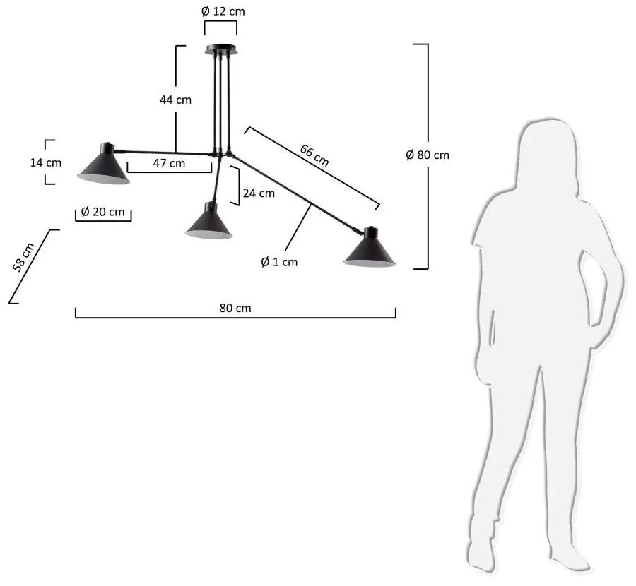 Čierne stropné svietidlo 80x80 cm Dione – Kave Home