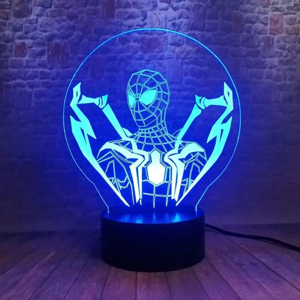 3Dmix 3DL-BTB015 – 3D LED nočná lampa - Spider-Man (Spiderman) (Bluetooth reproduktor - farba biela)