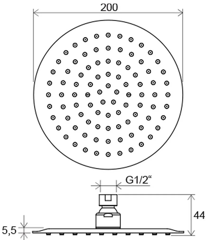 RAVAK 984.01 Hlavová sprcha Slim guľatá, 200mm X07P335