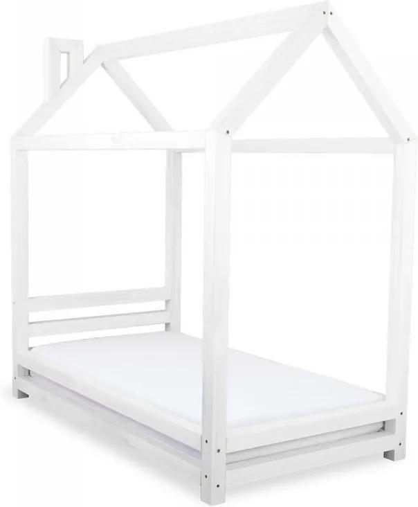 Detská posteľ v tvare domčeka Happy, 90x200cm, biela