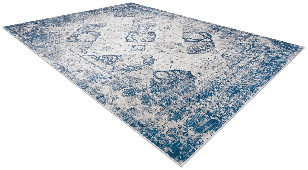 Koberec ANDRE 1819C Rozeta - prateľný, protišmykový - béžový / modrý