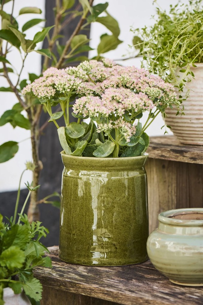 Ib Laursen Keramický obal na kvetináč Green 17 cm