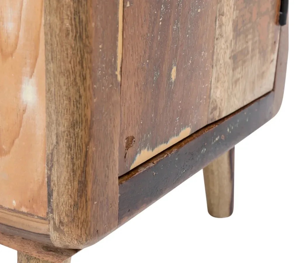 furniture-nabytek.cz - Masivní koupelnová vysoká skříňka Calcutta II z recyklovaného dřeva, lakovaná, vícebarevná – 35×35×135 cm