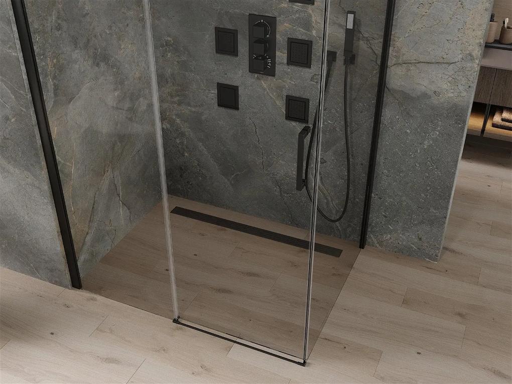 Mexen OMEGA sprchovací kút 150x90cm, 8mm sklo, čierny profil-číre sklo, 825-150-090-70-00