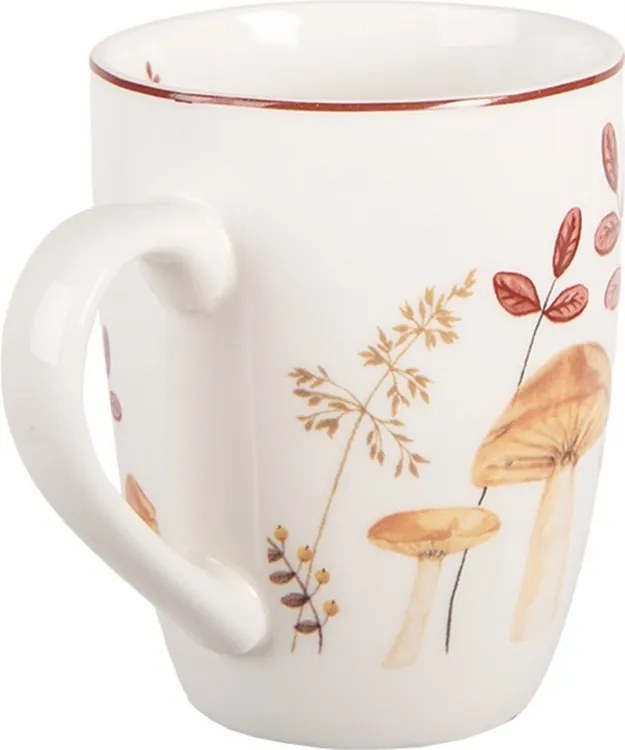 Biely porcelánový hrnček s hubkami Little Forest Jewels - 12 * 8 * 10 cm / 300 ml