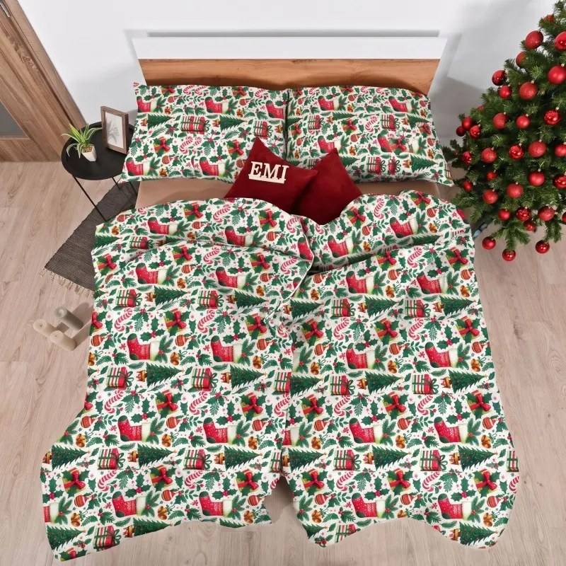 Vianočné obliečky Holly Jolly EMI, Štandardný set jednolôžko obsahuje 1x 140x200 + 1x 70x90