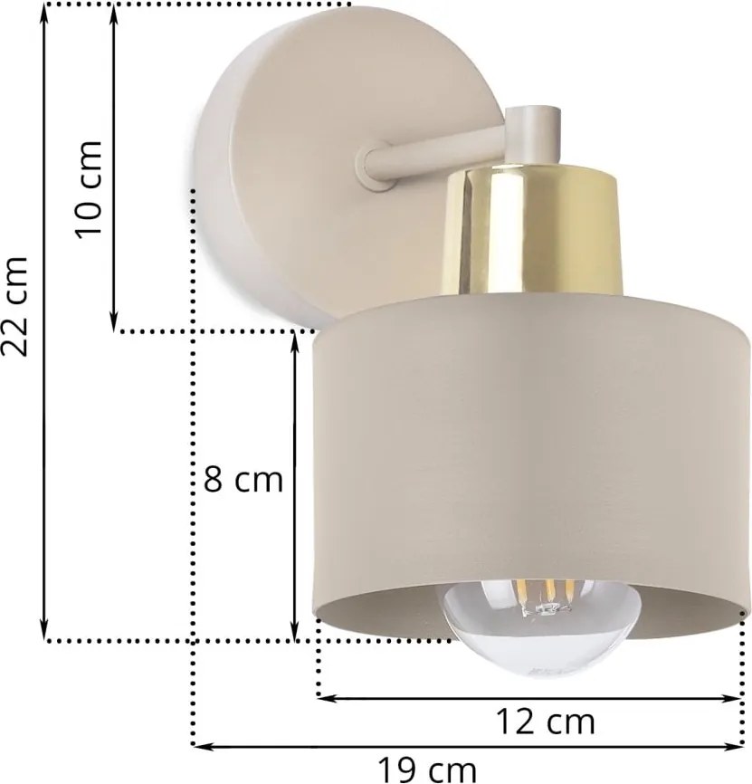Nástenné svietidlo Panta 1, 1x béžové kovové tienidlo, g
