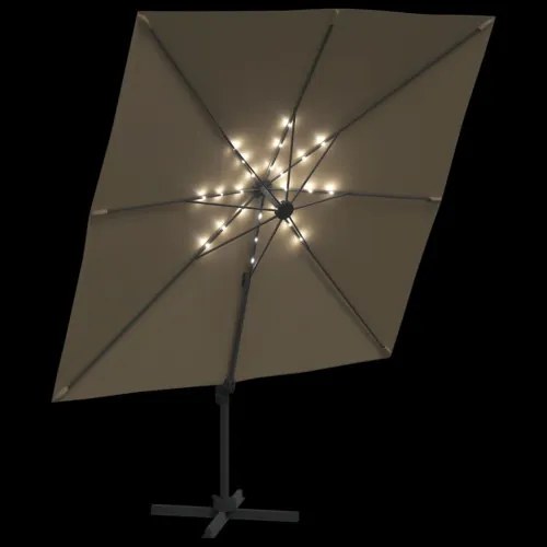 vidaXL LED konzolový slnečník sivohnedý 400x300 cm-