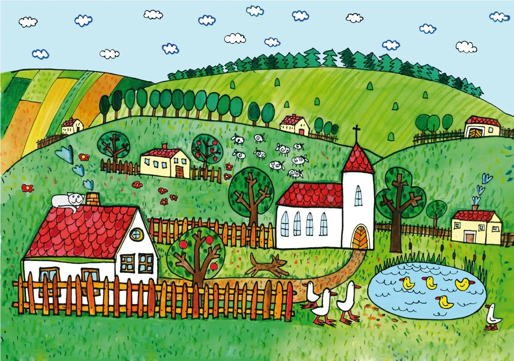 MARIONETINO – Zadná scéna Dedinka / Izbička (2 motívy)