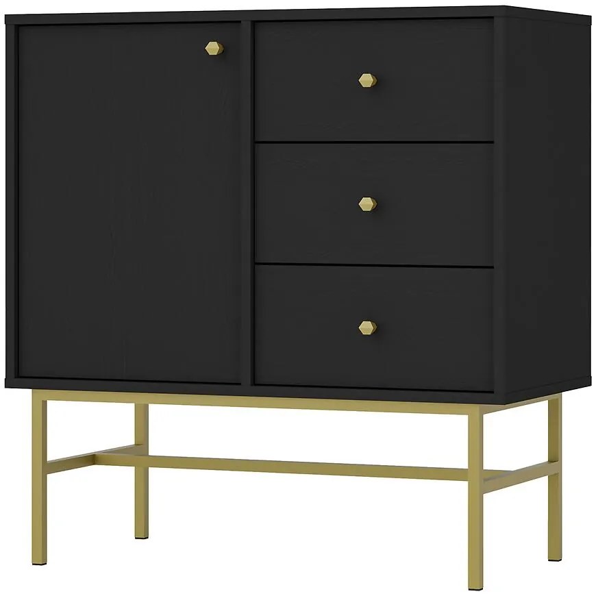 Komoda Tokyo 3  1F 3S čierny grafit 814