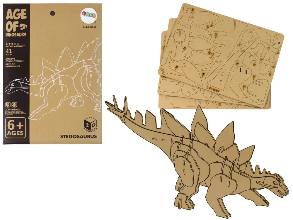 Lean Drevené 3D puzzle - Stegosaurus 41 prvkov