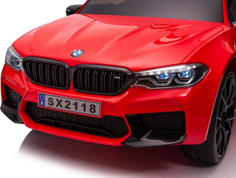 LEAN CARS Elektrické autíčko BMW M5 s rodičovskou platformou červené lakované