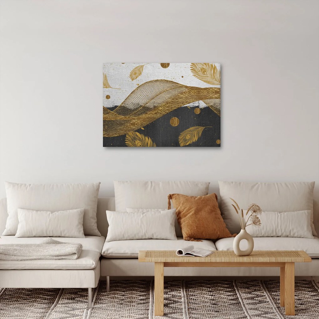 Obraz - Zlaté pierka (70x50 cm)