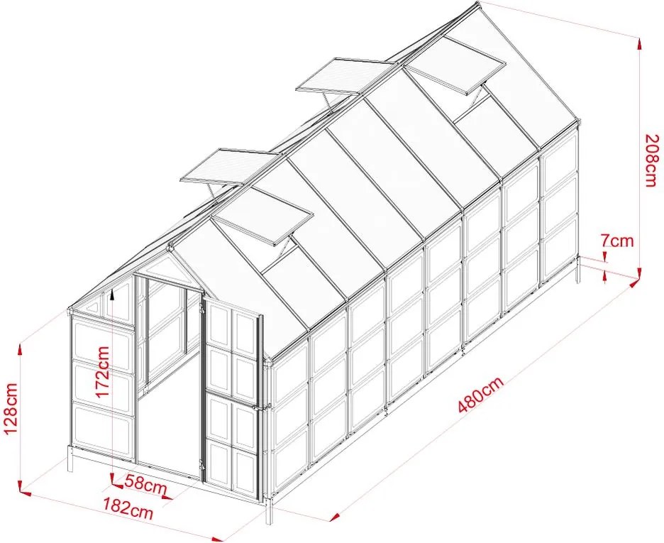 Záhradný polykarbonátový skleník CRAFTFIELD 4.8 m