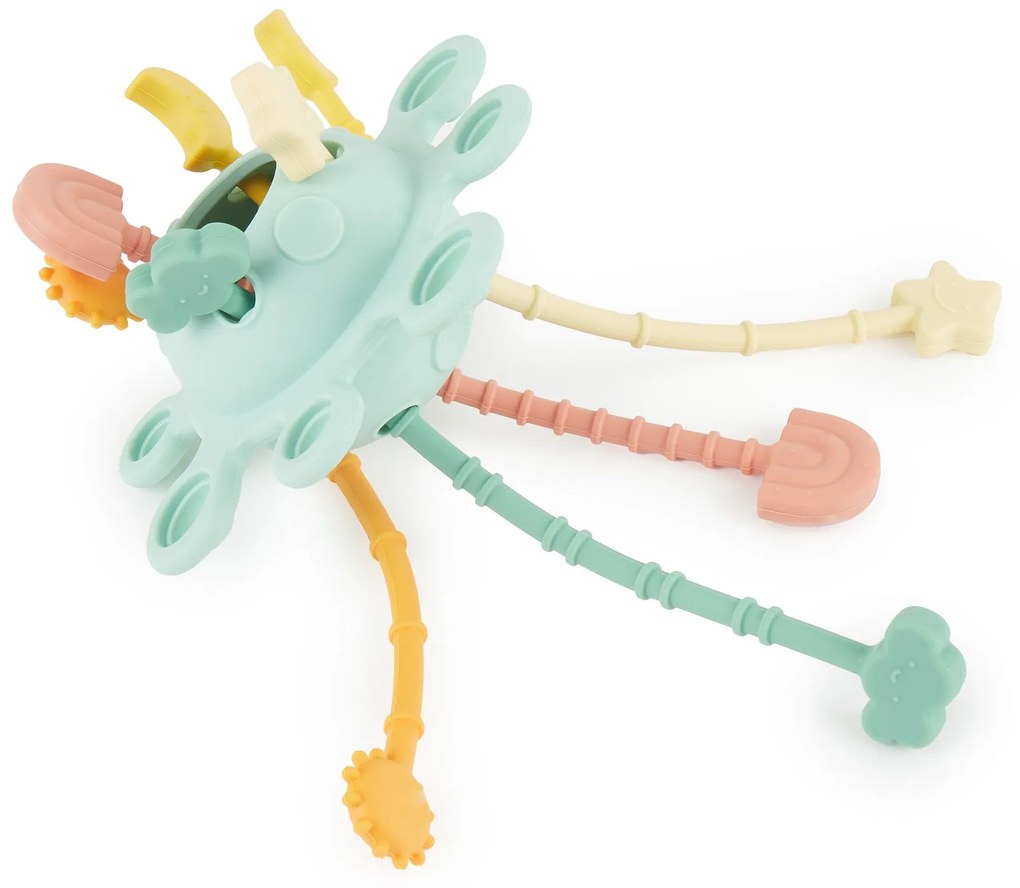 Bieco - Silikónová motorická hračka s aktivitami - eucalyptus