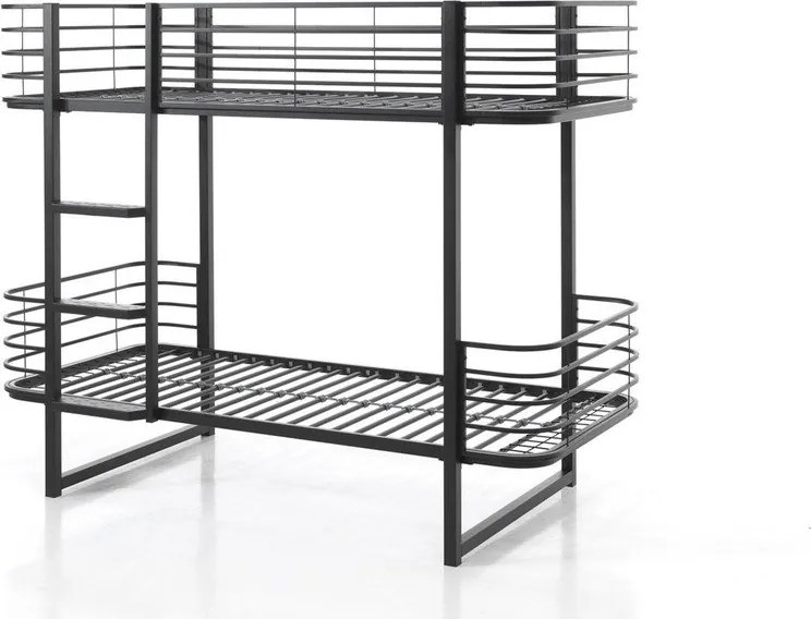 Čierna kovová poschodová detská posteľ s roštom 90x200 cm Oscar – Vipack
