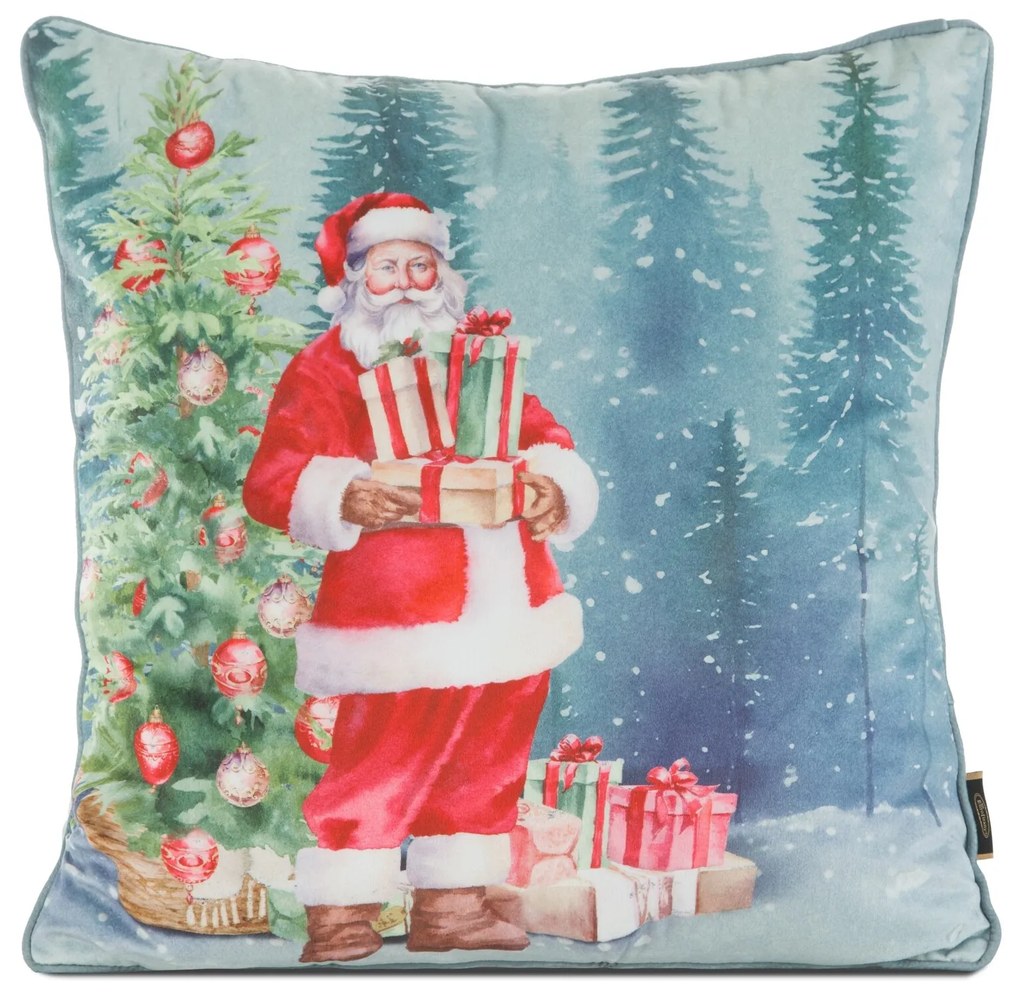 VIANOČNÁ DEKORAČNÁ OBLIEČKA NA VANKÚŠ SANTA4 45X45 CM VZOROVANÁ