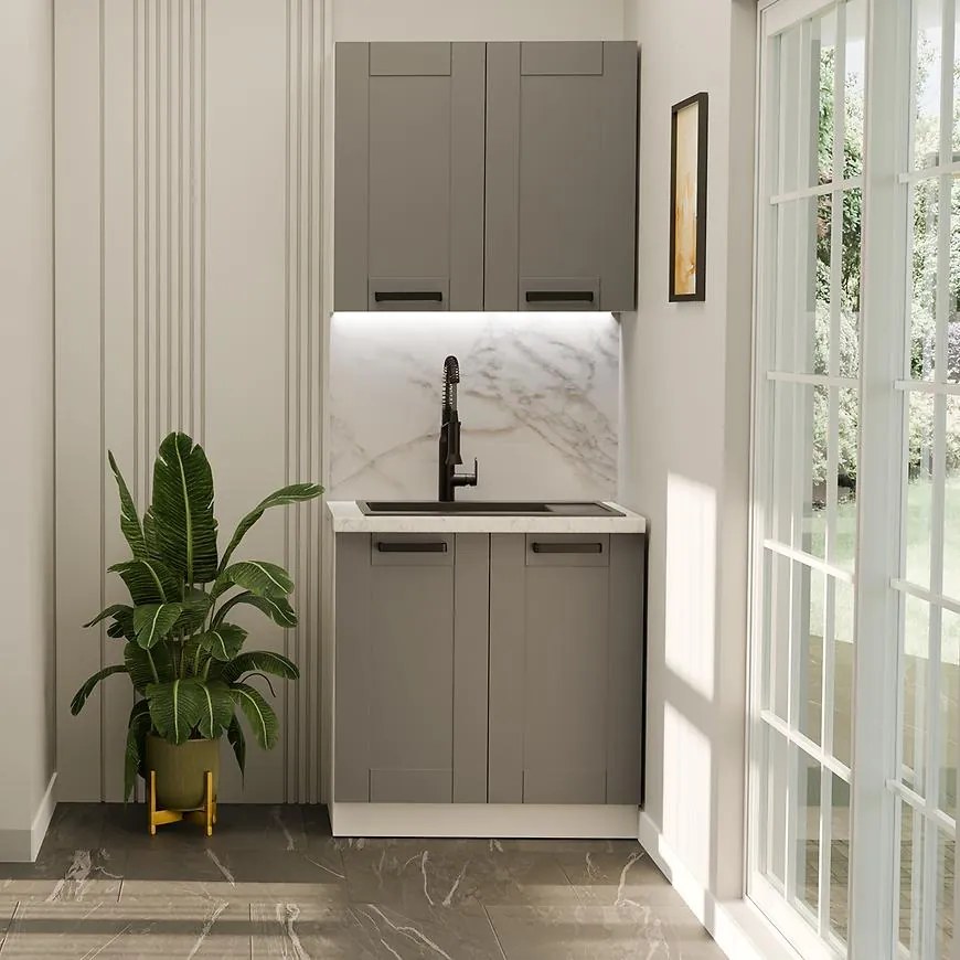 Kuchynská linka  Luna Dust grey/biela 80 cm bez pracovnej dosky