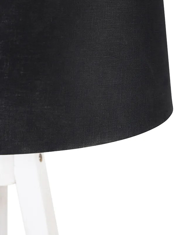 Moderný trojnohý biely s čiernym ľanovým tienidlom 45 cm - Tripod Classic