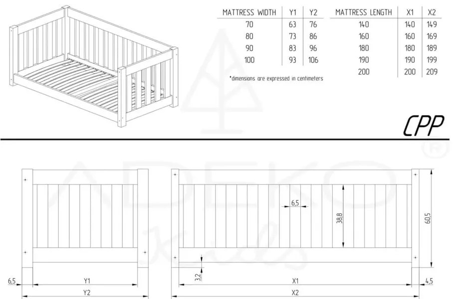 Detská posteľ z borovicového dreva v prírodnej farbe 80x200 cm CPP – Adeko