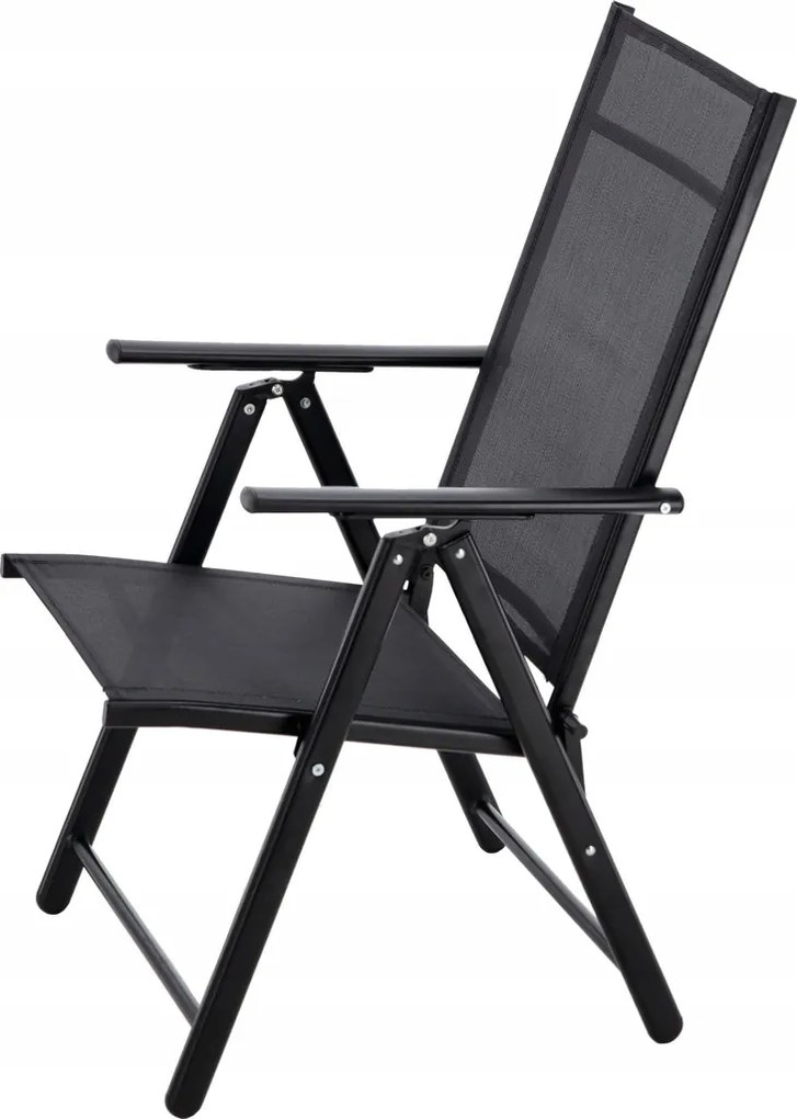 CH Polohovateľná záhradná oceľová stolička Glam - čierna